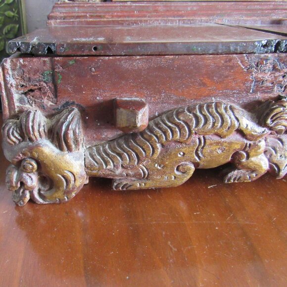 Antique Wood Vanity Mirror and Box - Picture 3 of 8